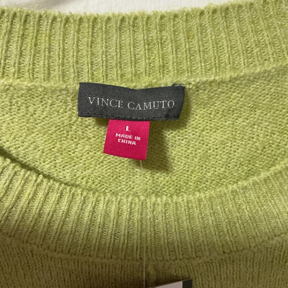 NWT Vince Camuto Green Knit Crew Neck Pullover Sweater Long Sleeve Large 3760 - Picture 4 of 10
